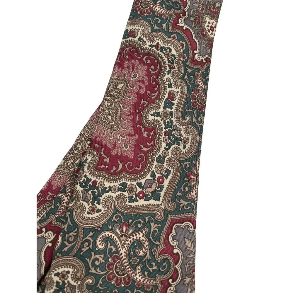 Christian Dior Silk Necktie Tie Red Green Cream